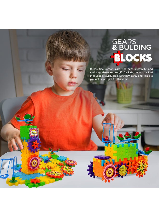 Battery-operated interlocking gear building set, educational blocks, motorized rotating gears - 81-piece cube set, stackable plastic building toys - Image 5