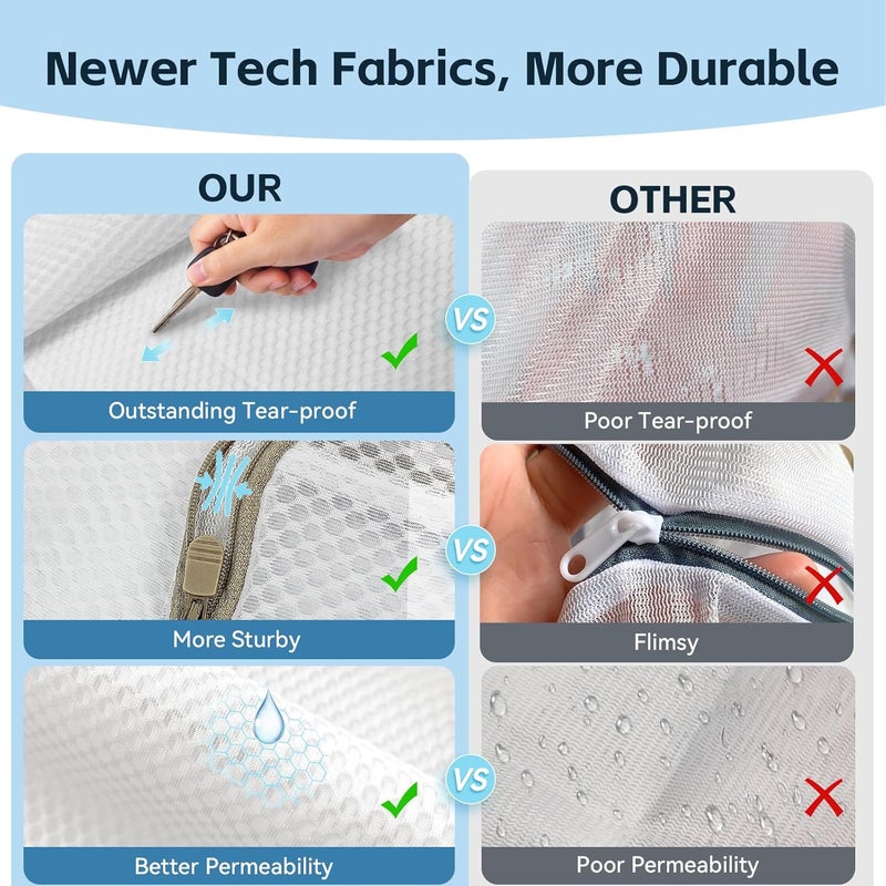 Foyer Nuage أكياس شبكية مخصصة للملابس الحساسة مزودة بسحاب، مناسبة للتخزين أثناء السفر، بالإضافة إلى كيس لغسيل الملابس الداخلية والملابس النسائية، بالمقاسات 30 × 40 × 8 سم (مقاس 3M، باللون الأبيض). - Image 4