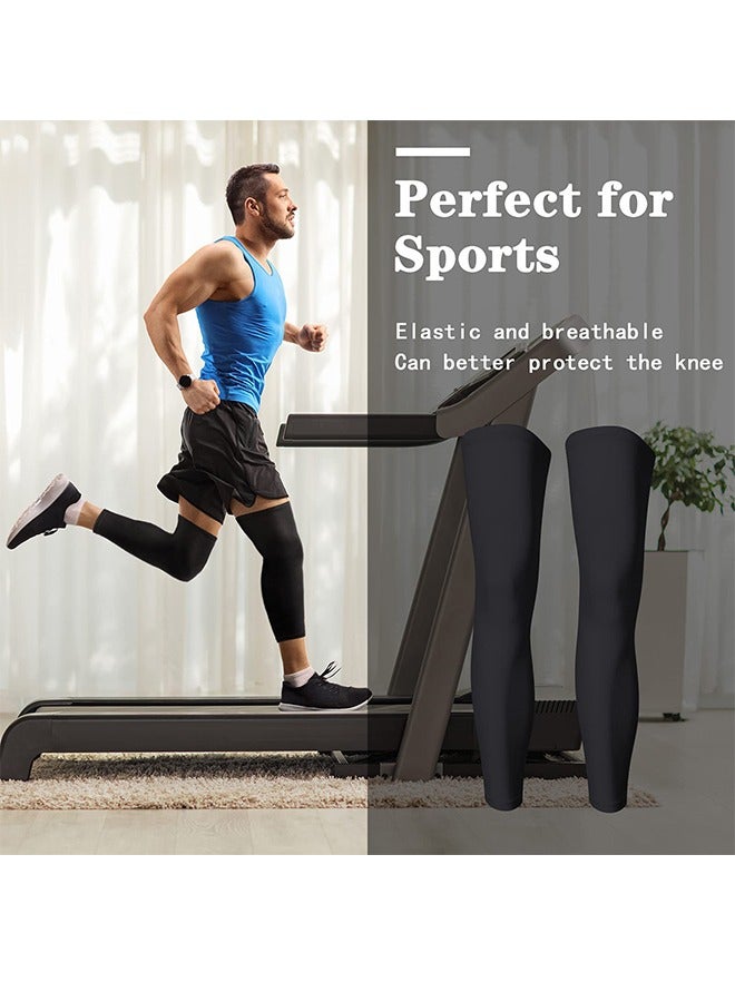 FANYI High-Performance Full-Leg Compression Sleeves With Anti-Slip Silicone Grips – SPF50, Breathable & Moisture-Wicking For Running, Basketball, Football Black - Image 3