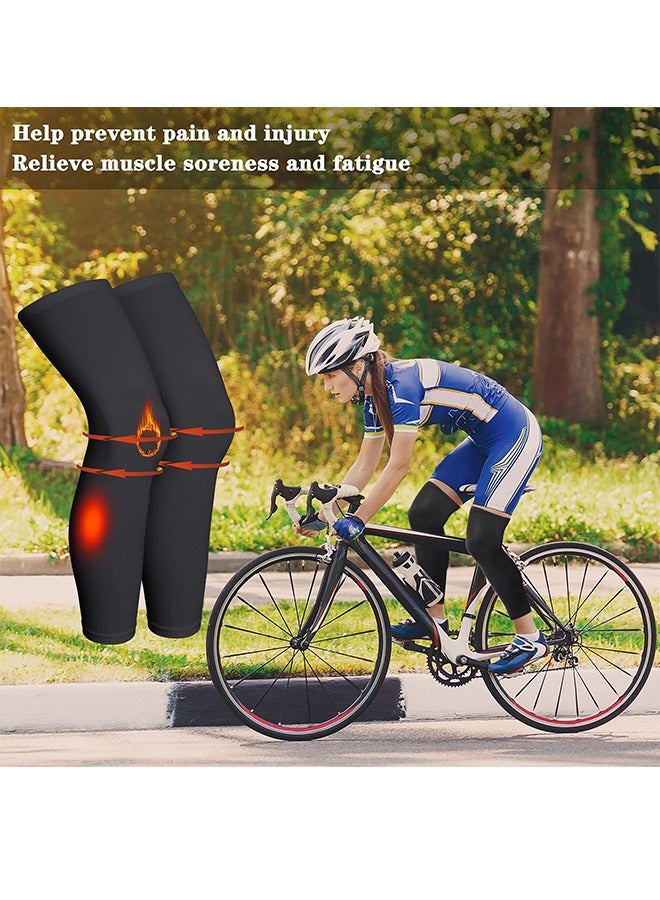 FANYI High-Performance Full-Leg Compression Sleeves With Anti-Slip Silicone Grips – SPF50, Breathable & Moisture-Wicking For Running, Basketball, Football Black - Image 2