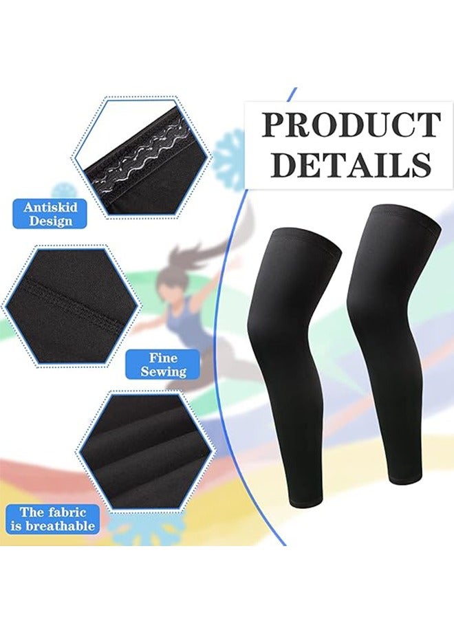 FANYI High-Performance Full-Leg Compression Sleeves With Anti-Slip Silicone Grips – SPF50, Breathable & Moisture-Wicking For Running, Basketball, Football Black - Image 5