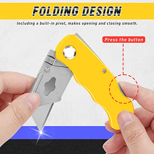 JETMORE 4 Pack Folding Utility Knife with Extra 10Pcs Blades, Box Cutters for Home, Office, Warehouse, Durable Razor Knife, Box Knife, Box Opener, Small Box Cutter with Clip, Navajas de Trabajo - Image 3