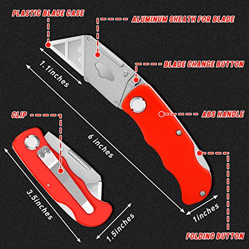 JETMORE 4 Pack Folding Utility Knife with Extra 10Pcs Blades, Box Cutters for Home, Office, Warehouse, Durable Razor Knife, Box Knife, Box Opener, Small Box Cutter with Clip, Navajas de Trabajo - Image 5