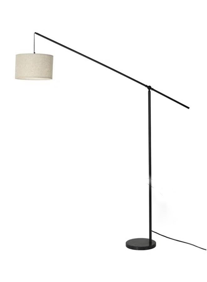 HOMESTAR Arc Floor Lamp, Overhang Cantilever Standing Lamp for Couch, Sofa, Reading, Living Room, Bedroom, Adjustable Balance Arm, Natural Linen Drum Shade, Matt Black Metal Pole, Foot Switch  - Image 2