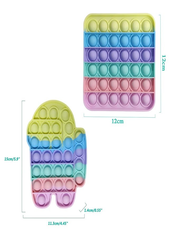 MANVI Fidget Toy for Kids, Sensory Toy for Autism, Fidget Toy for Anxiety, Stress Relief Toys, Push Pop Bubble Fidget Toy, Small Pop It Toy(Rainbow Color) (Android, Android and Square) - Image 2