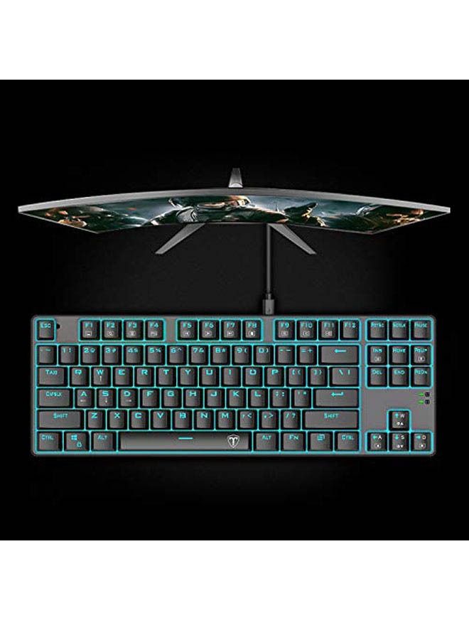 Rock Pow Bora Mechanical Gaming Keyboard USB Wired Keyboard, Ergonomic Computer Keyboard with Ice Blue LED Backlit,Anti-ghosting,Splash-Proof, Ideal for PC/Mac (87 Keys, Black) - Image 5