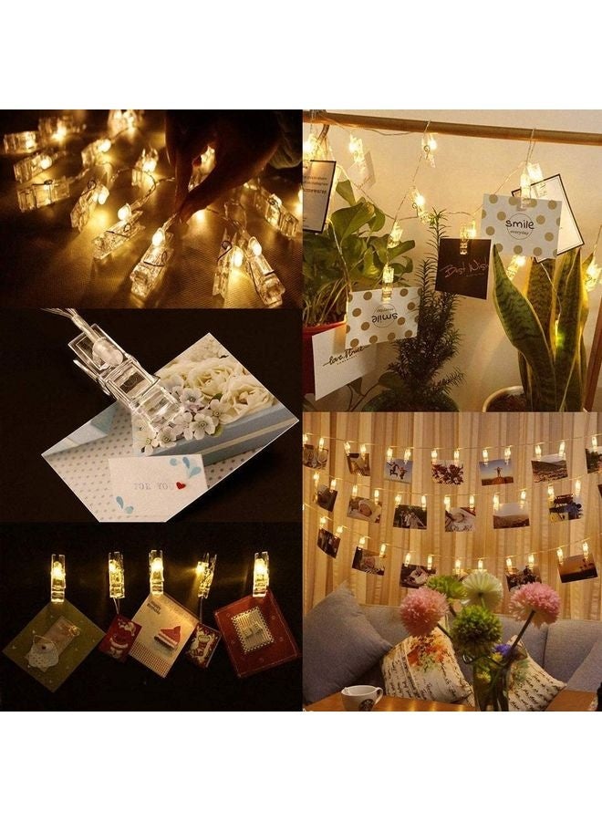 زين هوم حبل مصابيح بإضاءة LED من 20 مصباحاً ومشابك على شكل ستارة أبيض - Image 3