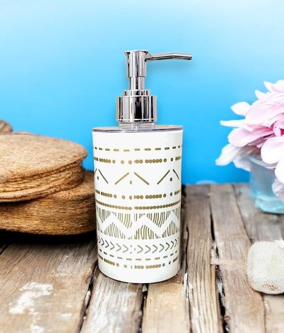 LAGET® Liquid Soap Dispenser for Bathroom, Kitchen, WashBasin, Sink Tooth Brush Holder/Stand/Kitchen 2 Set for Utility and Bathroom Décor/Pack of 2/ 350ML White Gold line - Image 2