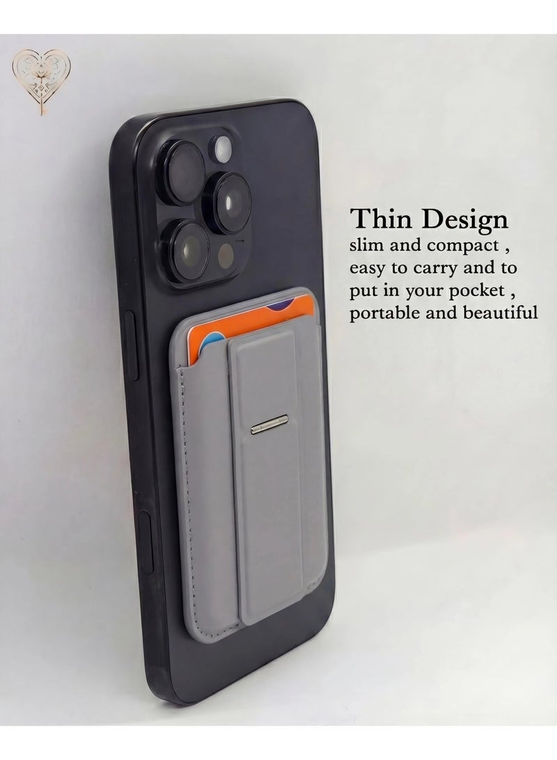 كيامور محفظة MagSafe مع حامل، حافظة بطاقات مغناطيسية أقوى متوافقة مع سلسلة iPhone 16/15/14/13/12، محفظة هاتف جلدية فاخرة مع تقنية حجب RFID، فتحة واحدة، تتسع لخمسة بطاقات، باللون الأبيض العاجي - Image 2