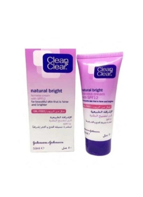Clean and Clear Natural Bright Fairness Cream With SPF12 - 50ml