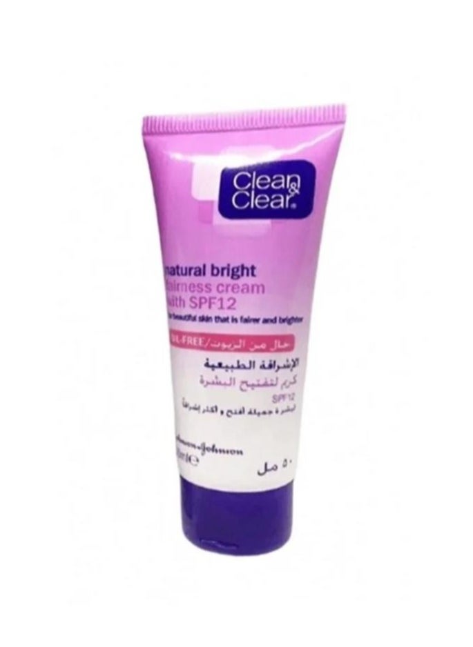 Clean and Clear Natural Bright Fairness Cream With SPF12 - 50ml