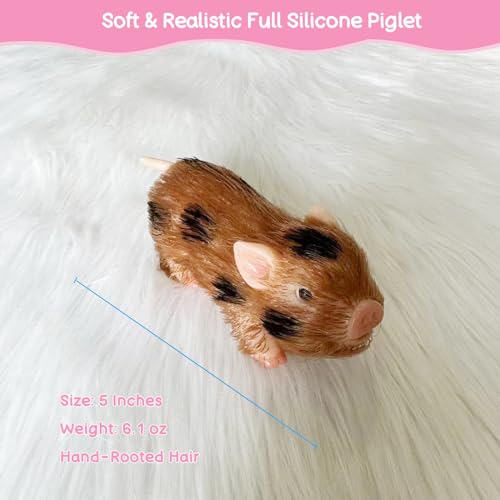 VOLOBE 5 Inches Silicone Piglet Soft Mini Realistic Silicone Animals with Silicone Piglet Accessories for Kids Boy Girl Birthday Joy - Image 5