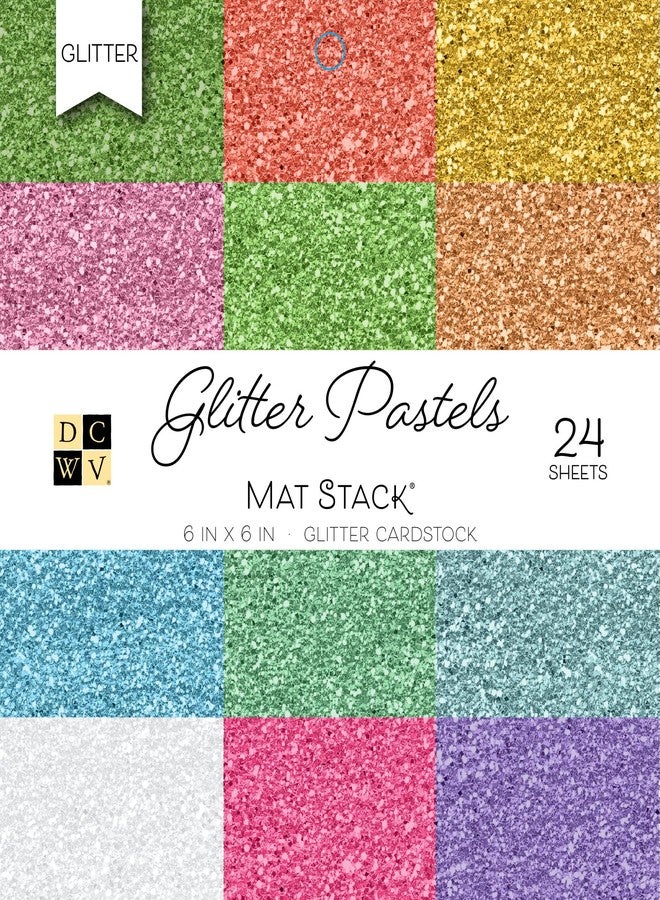 DCWV Single-Sided Cardstock Stack 6"X6" 24/Pkg-Glitter Pastels Solid, 12 Colors/2 Each - Image 1