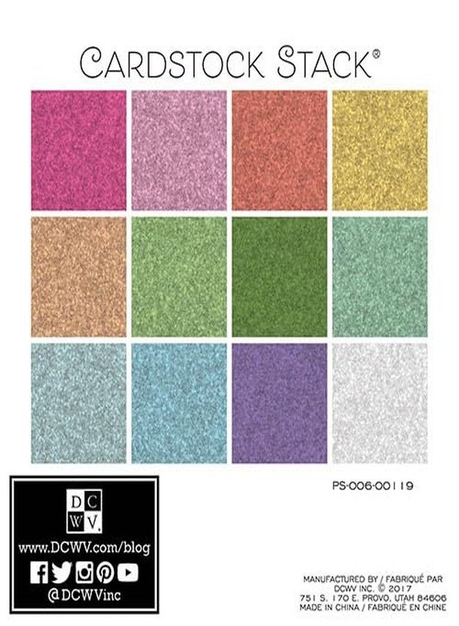 DCWV Single-Sided Cardstock Stack 6"X6" 24/Pkg-Glitter Pastels Solid, 12 Colors/2 Each - Image 2