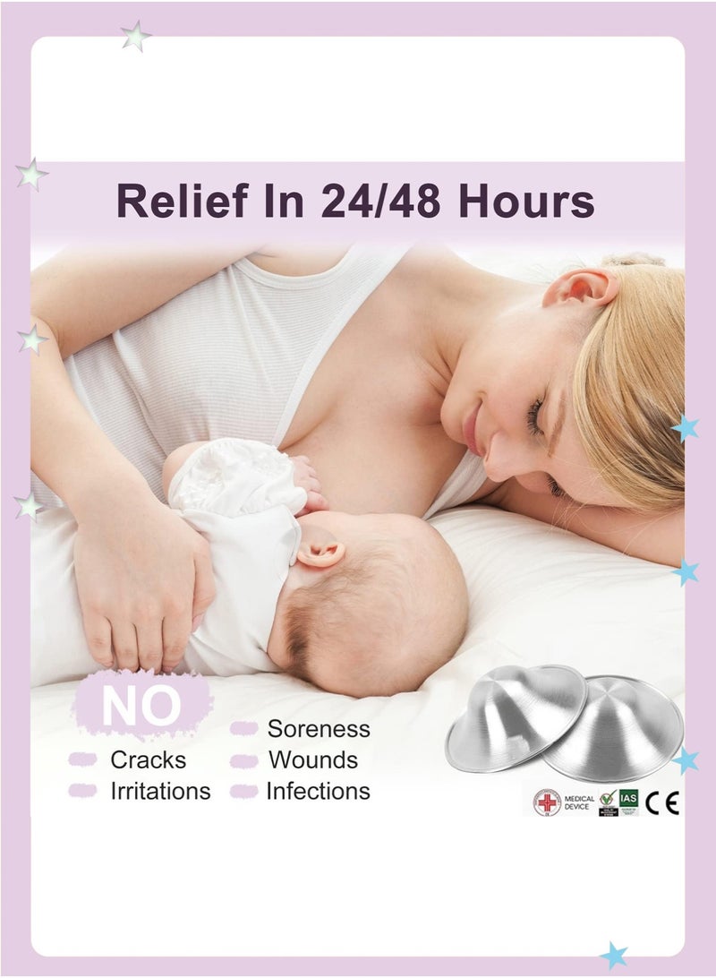 insular 925 Silver Nursing Cups Original Perforated Breathable Design, Silver Nipple Cover for Breastfeeding Essential, Silver Nipple Shield for Nursing Newborn,  Metal Nipple Shields, Regular Size - Image 3