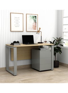 RIGID Single Seater Workstation Desk with Pedestal Grey 75x120x60cm  - Image 1