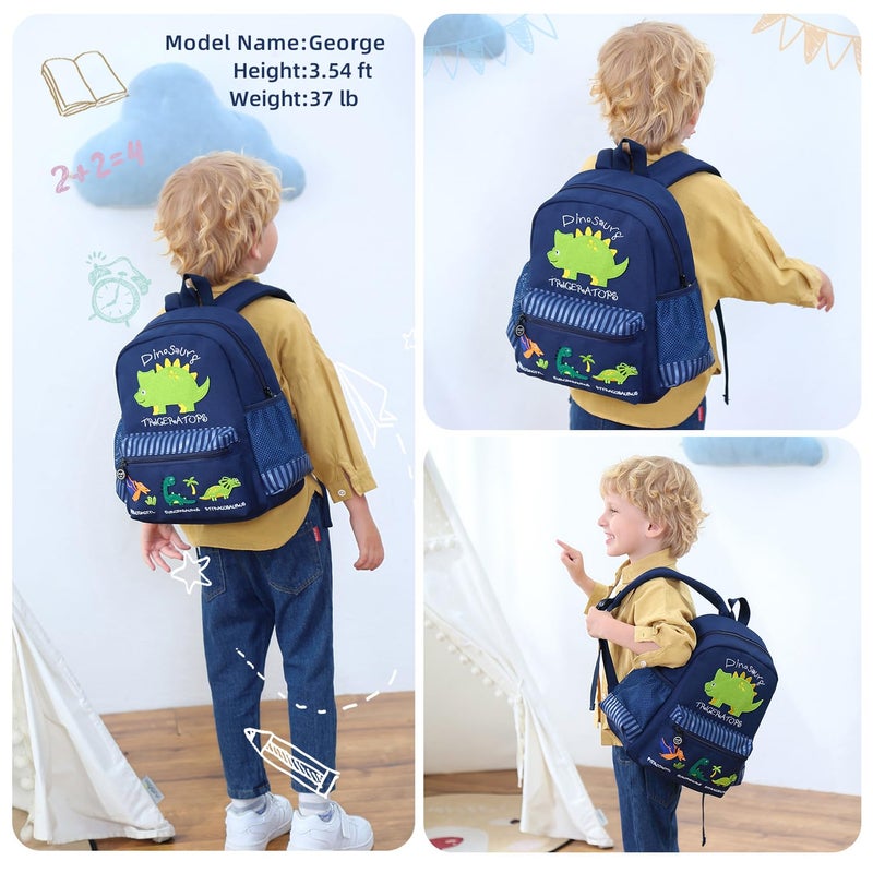 willikiva Cute Zoo Little 3d Backpack Kids Backpack for Boys and Girls Toddler Backpack Waterproof Preschool(Deep Blue Dinosaur) - Image 2