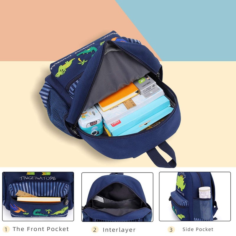 willikiva Cute Zoo Little 3d Backpack Kids Backpack for Boys and Girls Toddler Backpack Waterproof Preschool(Deep Blue Dinosaur) - Image 4