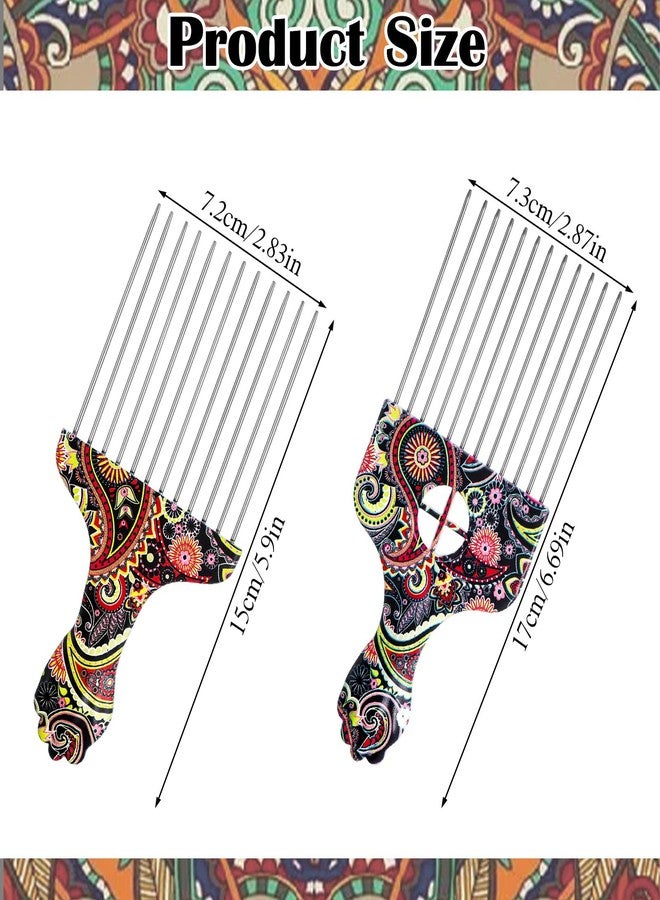 Molain 2 Pack Professional Stainless Steel Afro Pick Combs, Wide Tooth Metal Hair Picks for Curly Afro Braid Detangling Styling Women Men - Image 2