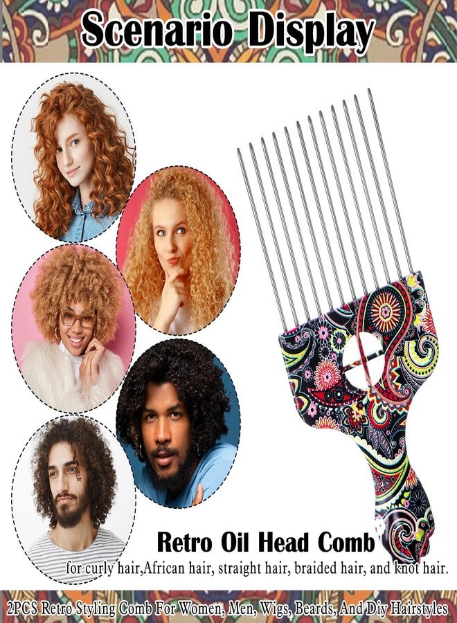 Molain 2 Pack Professional Stainless Steel Afro Pick Combs, Wide Tooth Metal Hair Picks for Curly Afro Braid Detangling Styling Women Men - Image 5