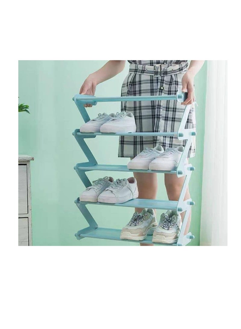 5 Tier Expandable Slim Shoe Racks for Narrow Space Shoe Storage Units Closet Wardrobe for Entryway Organizer Colorful -5 Modern 3 ABS Multicolor - Image 2