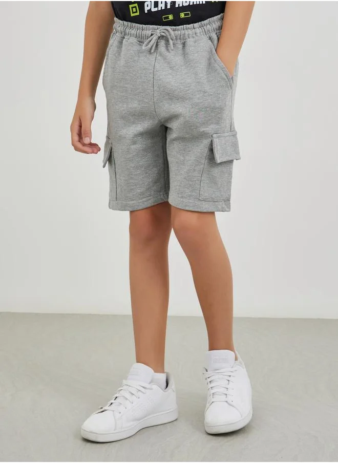 ستايلي Styli Boys Solid Drawstring Waist Knit Cargo Shorts