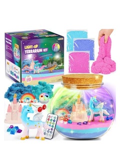 Unicorn Terrarium Kit, Light Up Terrarium Kit Kids Crafts Toys,DIY Unicorn Arts and Crafts for Kids Ages 4 5 6 7 8-12 Years Old