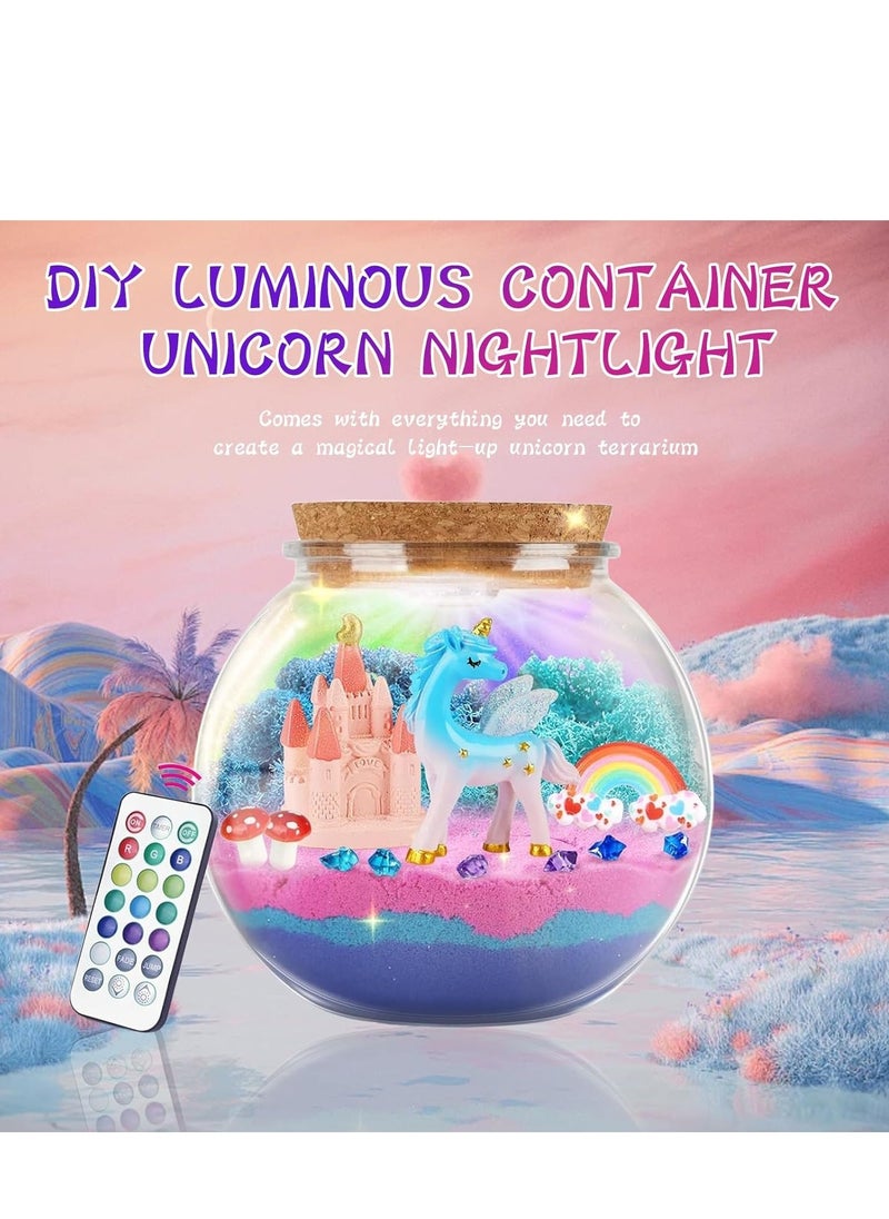 DMG TECH - Unicorn Terrarium Kit, Light Up Terrarium Kit Kids Crafts Toys,DIY Unicorn Arts and Crafts for Kids Ages 4 5 6 7 8-12 Years Old - Image 1
