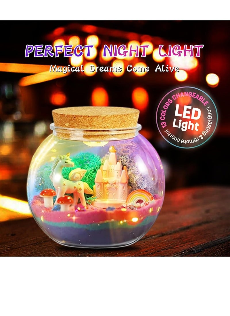 DMG TECH - Unicorn Terrarium Kit, Light Up Terrarium Kit Kids Crafts Toys,DIY Unicorn Arts and Crafts for Kids Ages 4 5 6 7 8-12 Years Old - Image 1