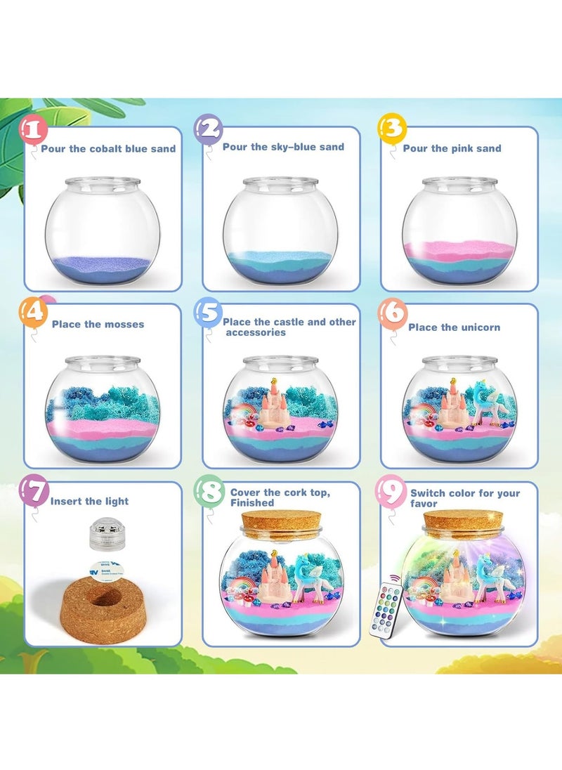 DMG TECH - Unicorn Terrarium Kit, Light Up Terrarium Kit Kids Crafts Toys,DIY Unicorn Arts and Crafts for Kids Ages 4 5 6 7 8-12 Years Old - Image 1