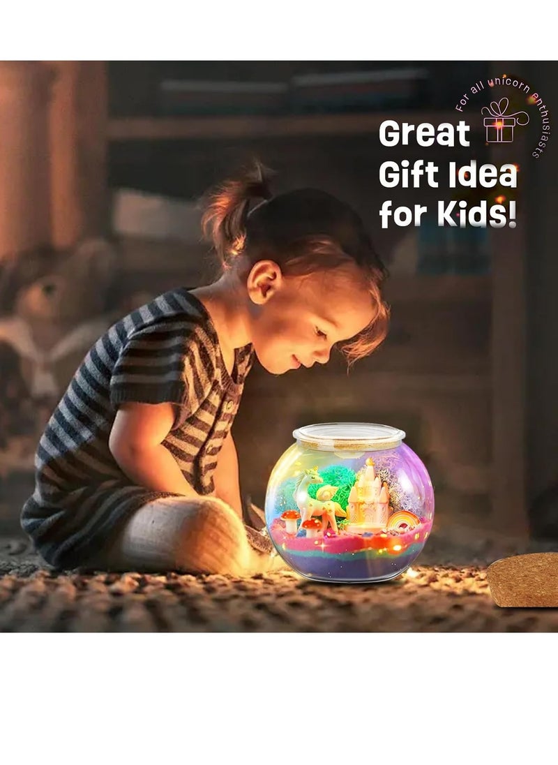 DMG TECH - Unicorn Terrarium Kit, Light Up Terrarium Kit Kids Crafts Toys,DIY Unicorn Arts and Crafts for Kids Ages 4 5 6 7 8-12 Years Old - Image 1