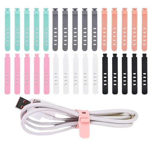 Homeaura Adjustable Cord Organizer 30Pcs | Reusable Cable Ties and Cord Straps for Wire Management for Home Office Electronics Accessories Organizing (6 Colors) - Image 1