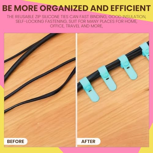 Homeaura Adjustable Cord Organizer 30Pcs | Reusable Cable Ties and Cord Straps for Wire Management for Home Office Electronics Accessories Organizing (6 Colors) - Image 5