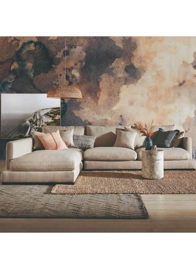 Homzmart - Linen and MDF L-Shape Sofa -  Beige - Image 1
