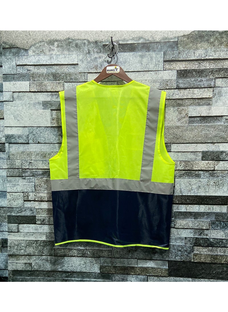 Vento Engineer Type Reflector Dual Color Warning Vest (Yellow-Navy Blue)  - Image 2