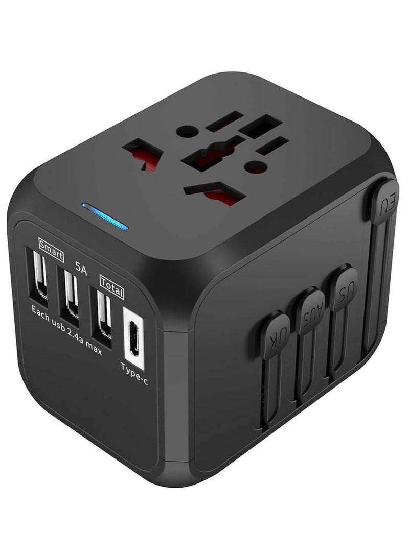 TIGER International Power Adapter – All-in-One Wall Outlet Adapter Charger with High-Speed 2.4A 3 USB Ports & 3.0A Type-C, Worldwide Travel Plug Adapter for Universal Use – Compatible with 150+ Countries  - Image 1