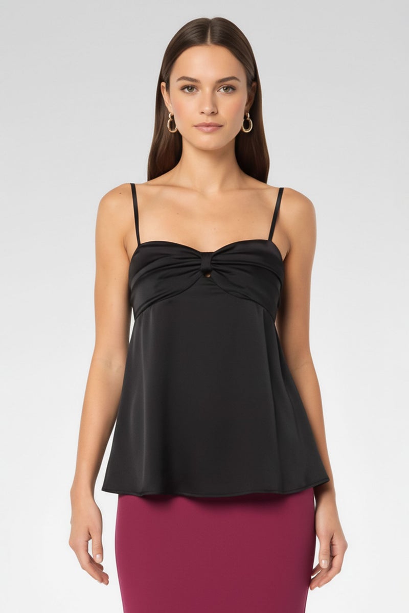 PINKO Women Sweetheart Neckline Sleeveless Solid Top, Black - Image 1