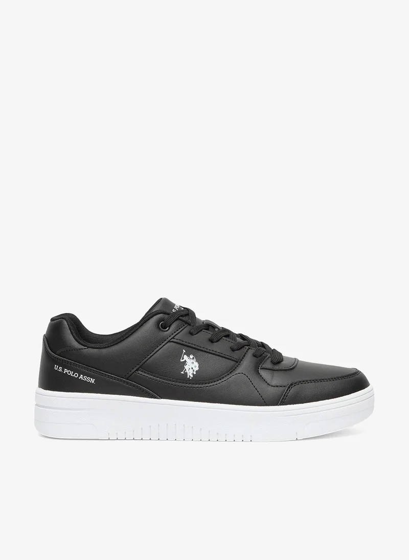 Men's Black Low-Top Sneakers - Sleek Style with Lace-Up Design Shoes and Comfort Cushioned Sole for Everyday Wear
