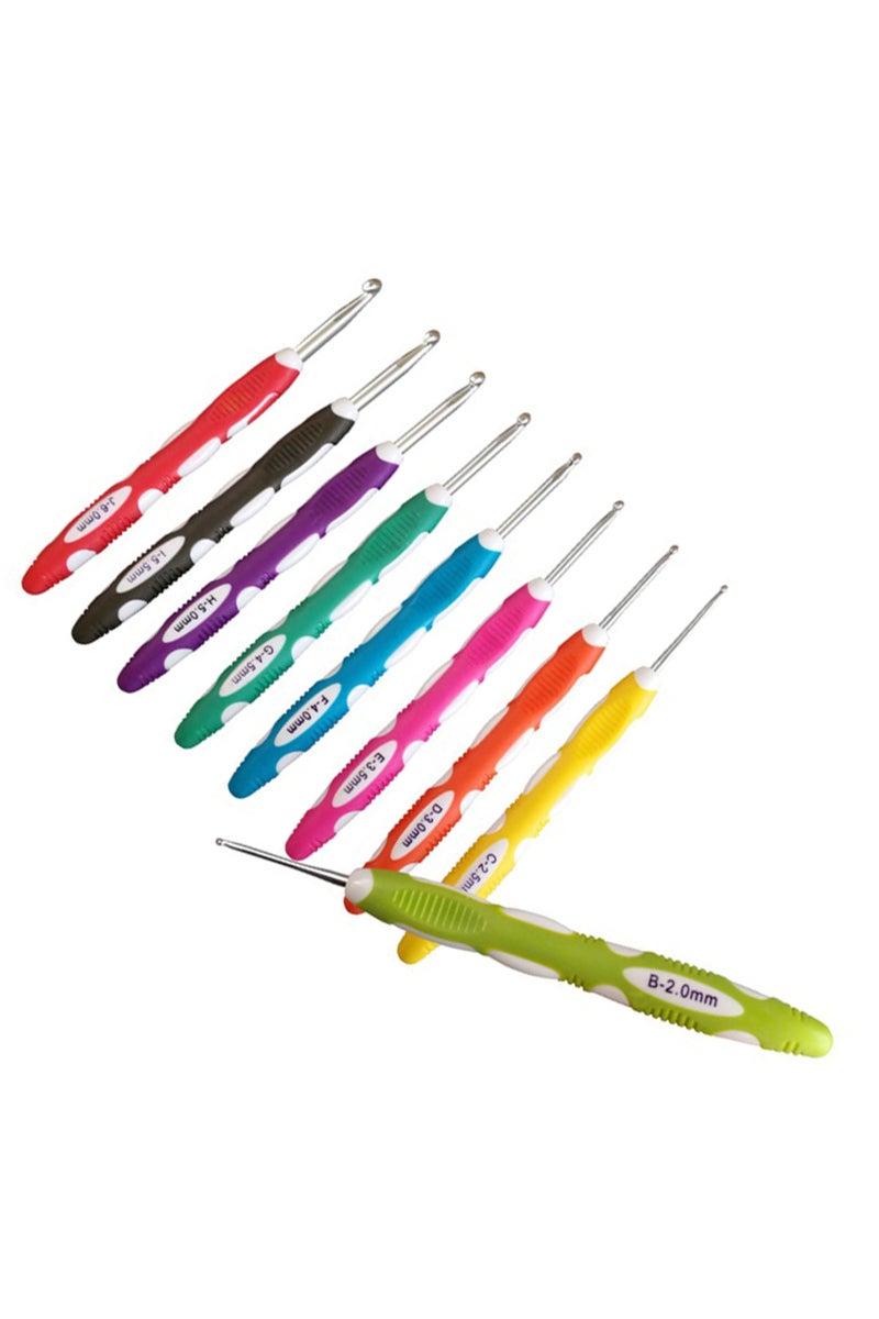 erorex 9Pcs Crochet Hook Plastic Handle Aluminum Knitting Needle DIY Handmade Sweater Needles Weave Croc... - Image 3