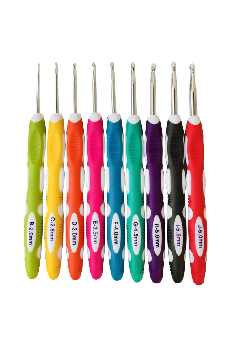 erorex 9Pcs Crochet Hook Plastic Handle Aluminum Knitting Needle DIY Handmade Sweater Needles Weave Croc... - Image 2