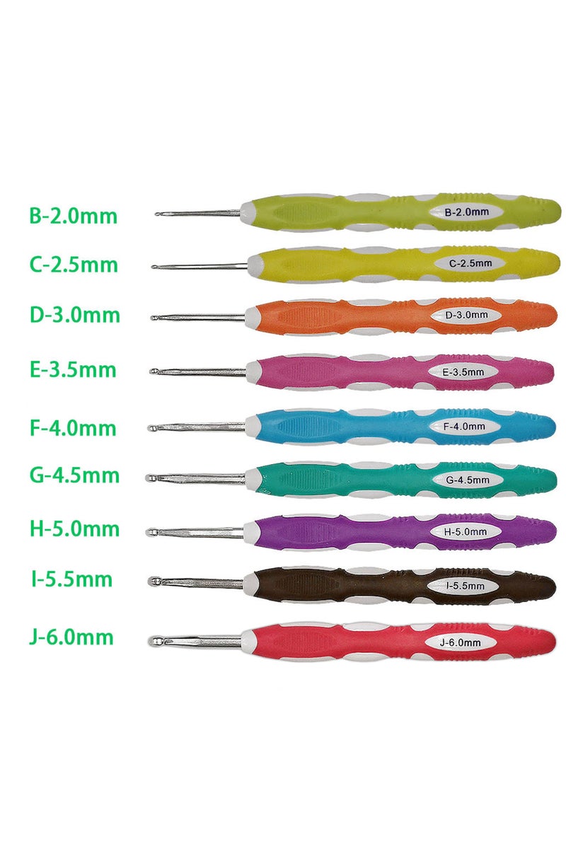 erorex 9Pcs Crochet Hook Plastic Handle Aluminum Knitting Needle DIY Handmade Sweater Needles Weave Croc... - Image 1