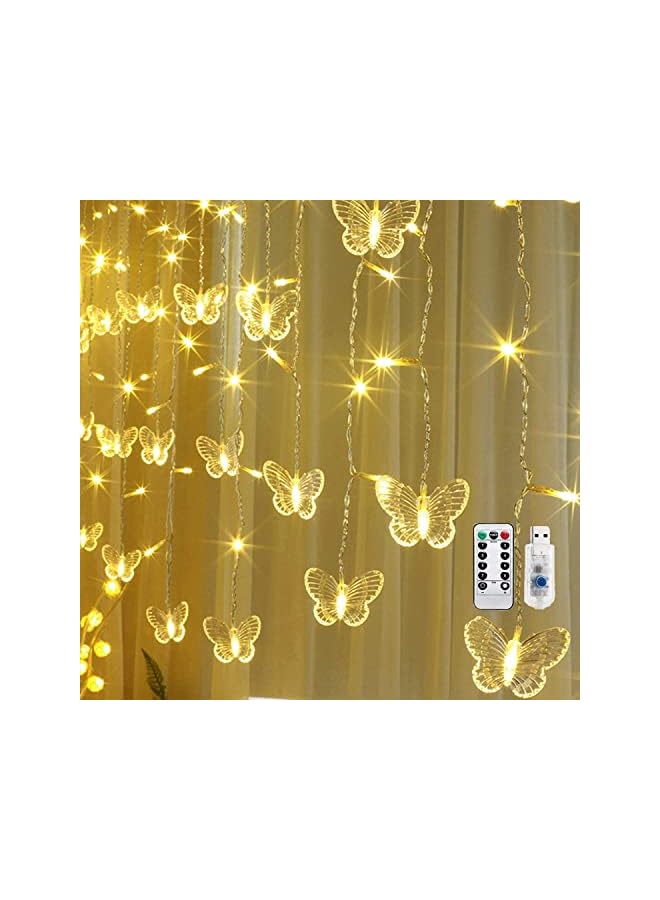 The Bros Decorative Lights, Butterfly Curtain Lights, Window Fairy Light, 48LED Twinkle String Light with Remote, 4.9FT USB Powered, for Bedroom, Party, Wedding, Holiday, 8 Modes (Warm White) - Image 2