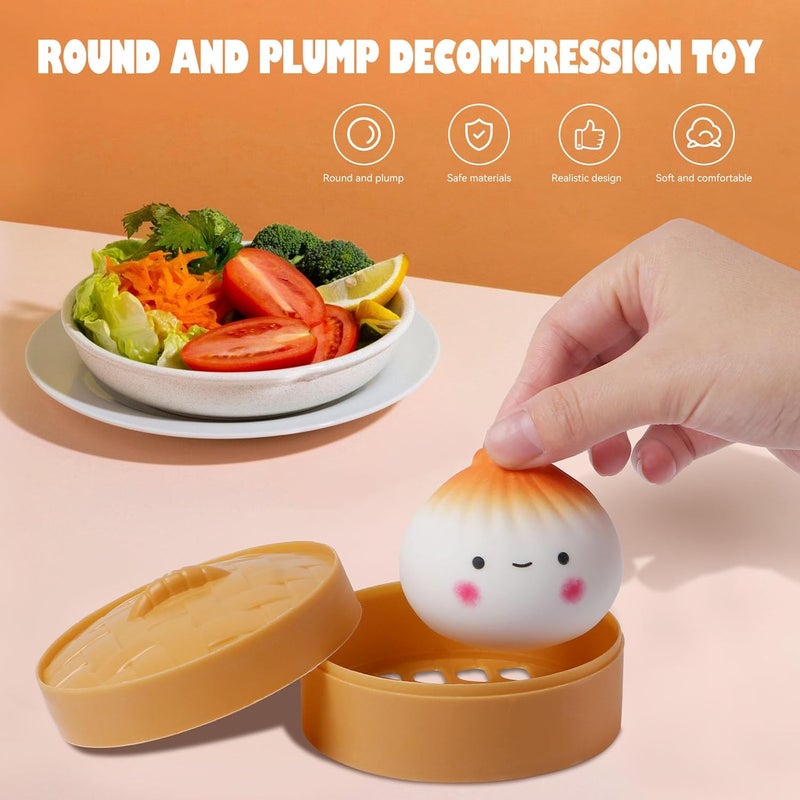 AiSiXin Dumpling Stress Balls for Adults, Dumpling Squishy Toys for Kids, Sensory Toys, Squeeze Dough Ball Stress Relief Toy, Squishy Fidget Toys, Stretchy Stress Ball Squish Toys for ADHD - Image 4