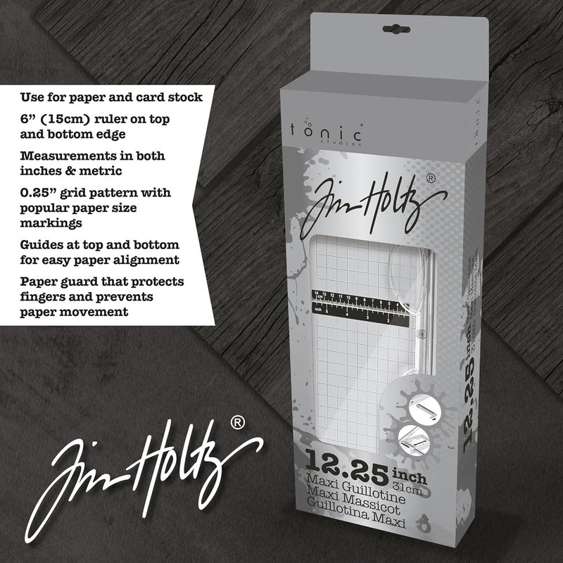 TONIC STUDIOS Tim Holtz Paper Cutter Tool - Maxi Guillotine Paper Trimmer for Scrapbooking, Vinyl, and Craft Paper - 12.25 Inch Cutting Length with Extendable Ruler and Grid Lines - Image 4