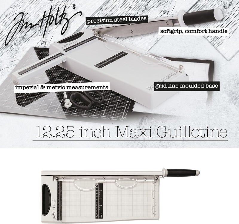 TONIC STUDIOS Tim Holtz Paper Cutter Tool - Maxi Guillotine Paper Trimmer for Scrapbooking, Vinyl, and Craft Paper - 12.25 Inch Cutting Length with Extendable Ruler and Grid Lines - Image 5