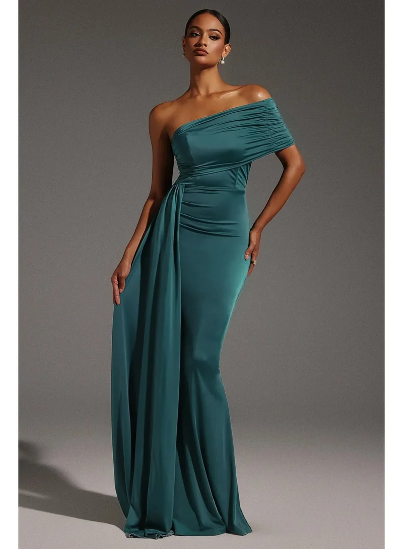 Bella Barnett Ethel Sleeveless One Shoulder Fold Maxi Dress