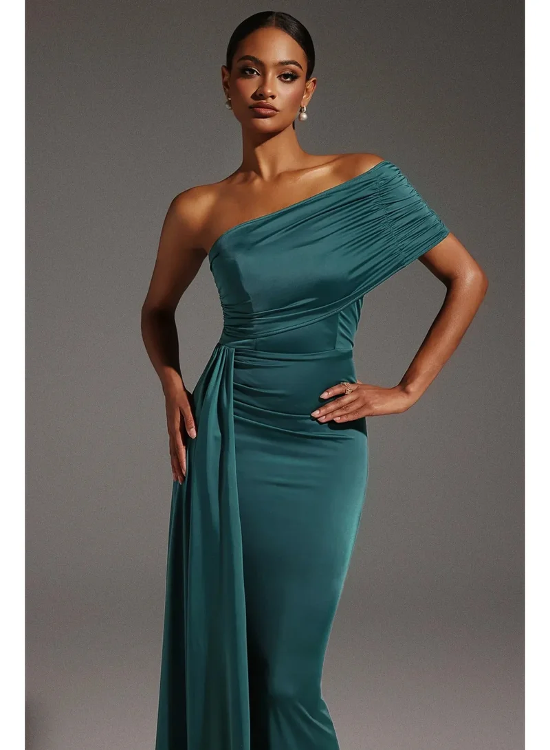 Bella Barnett  Ethel Sleeveless One Shoulder Fold Maxi Dress for Women | Best Price UAE