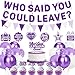 Roetyce Farewell Party Decorations Purple Silver Who Said You Could Leave Banner Cake Toppers Balloons Hanging Swirls Going Away Retirement Leaving Party Decorations Coworker Goodbye Party Supplies - Image 3