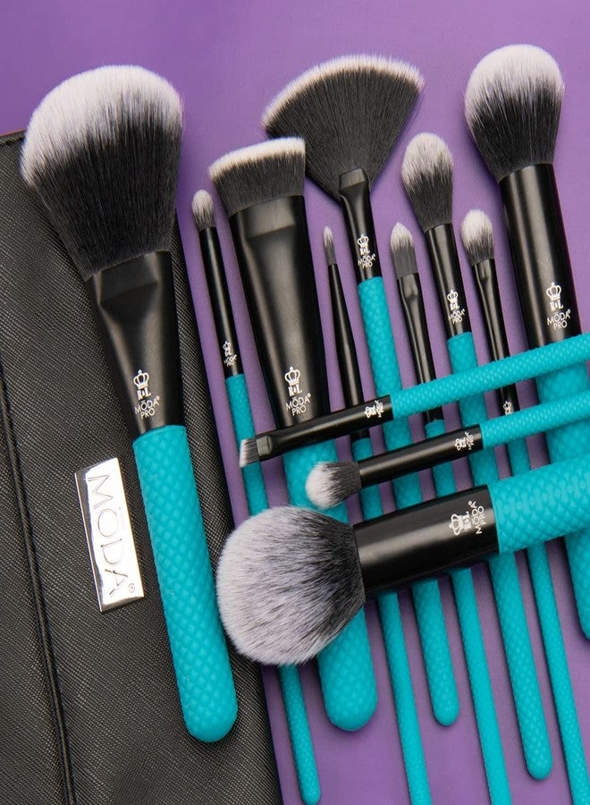 MODA مجموعة فرش مكياج كاملة 13 قطعة مودا برو - مجموعة فرش وجه وعين احترافية مع غلاف للسفر - Image 4