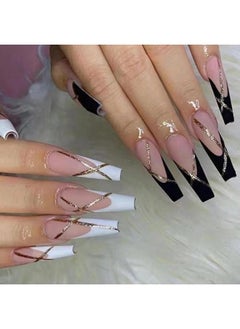 LF646 Black And White French Nail